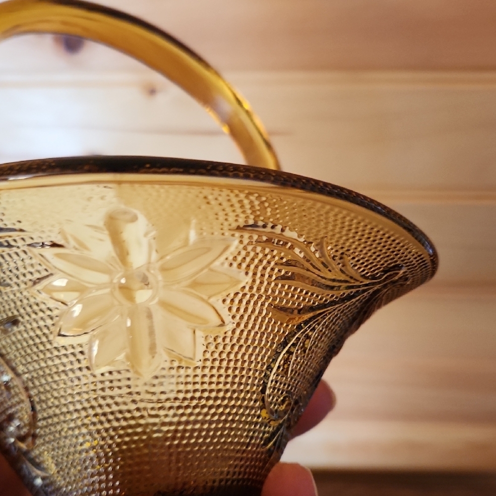 Brown Glass Accent Basket with Vintage Decor - Picture 5 of 8